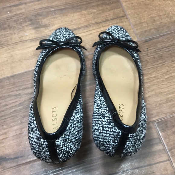 Talbots Tweed Gray/black Round Toe Bow Pumps Shoes - Picture 5 of 8